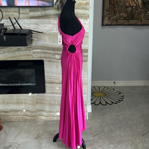 Mango New With Tags Fuchsia Asymmetrical Pleated  One Shoulder Strap Dress.SizeS - Picture 7 of 15